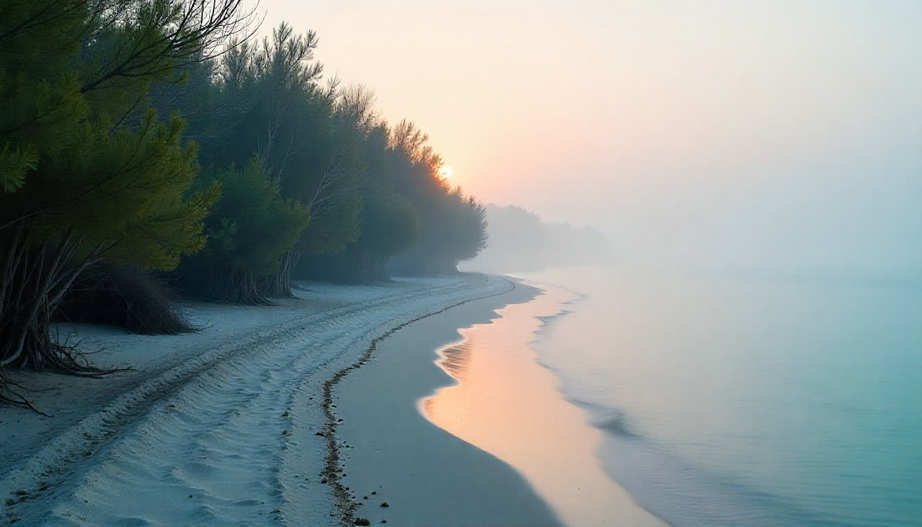 Abu al Abyad eco island with mangroves and pristine beach, 16:9