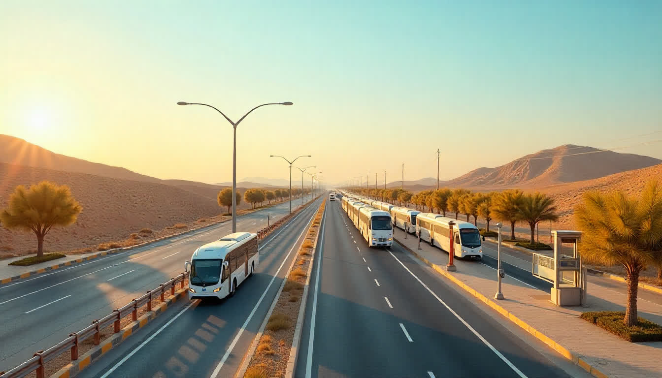 Advanced transport solutions in Mussafah, electric vehicles, metro stations, and roadways