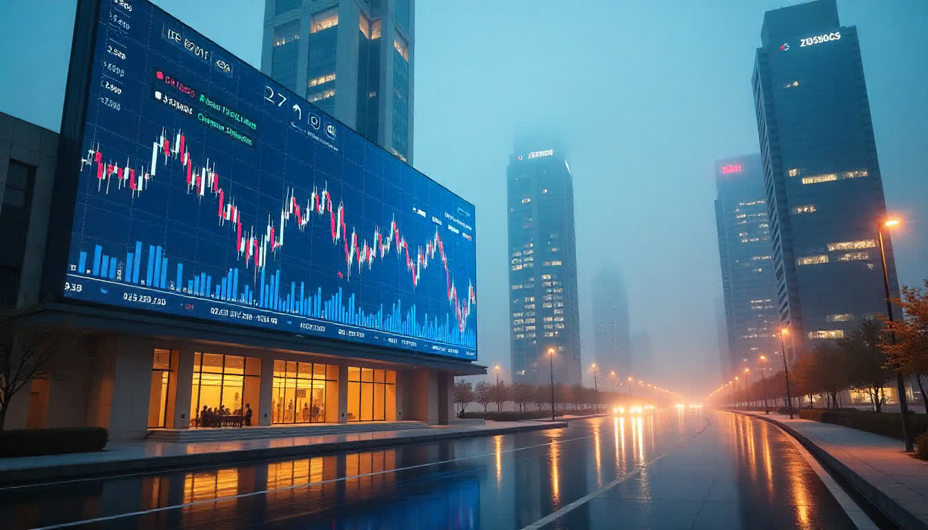 Ajman economic center, charts, modern skyscrapers, futuristic skyline