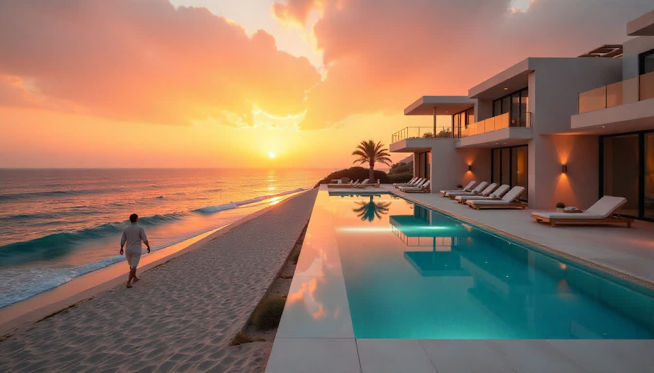 Beachfront real estate in Fujairah with contemporary villas and ocean views