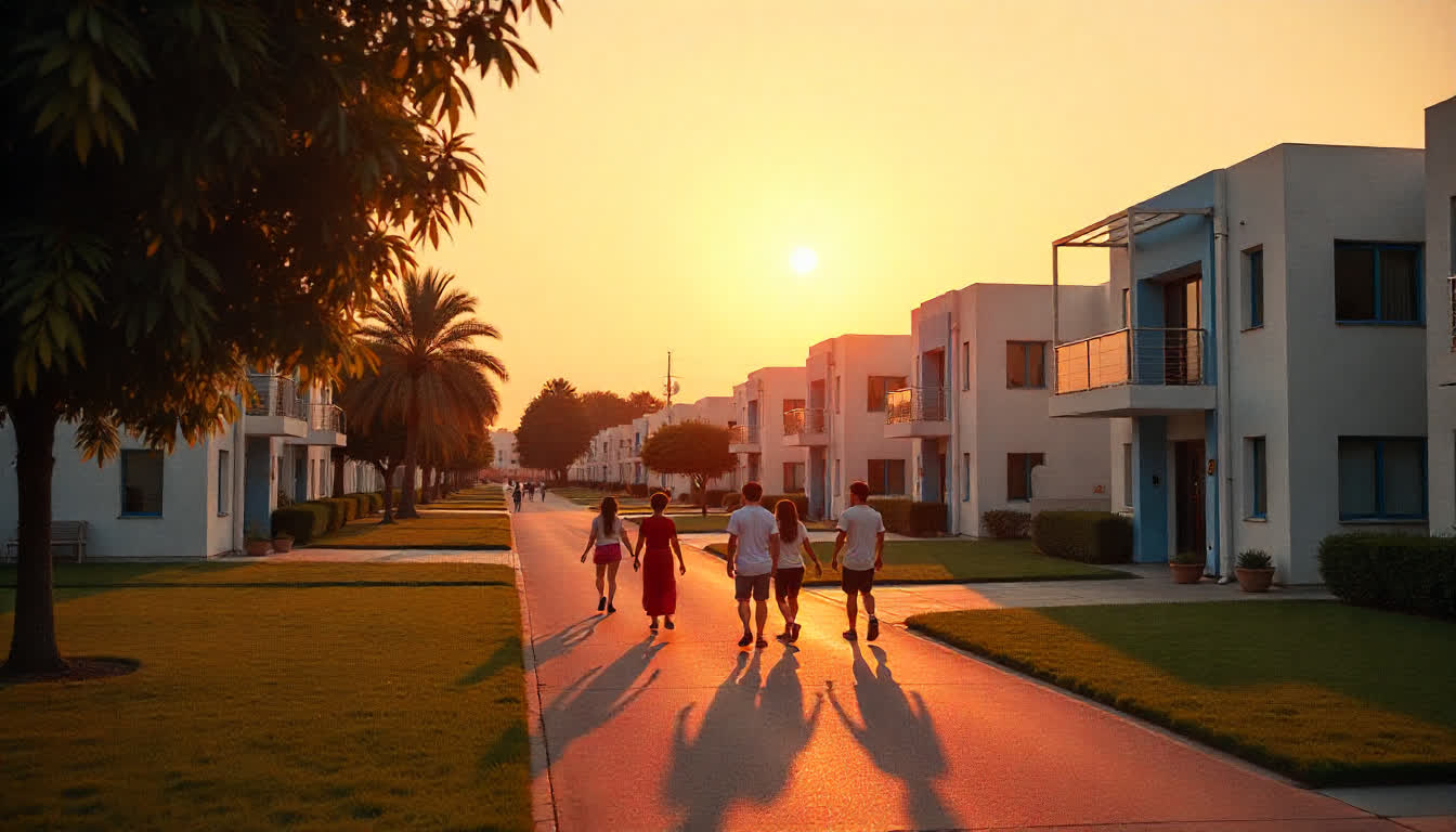 Family neighborhood in Sharjah with parks, schools, and modern homes
