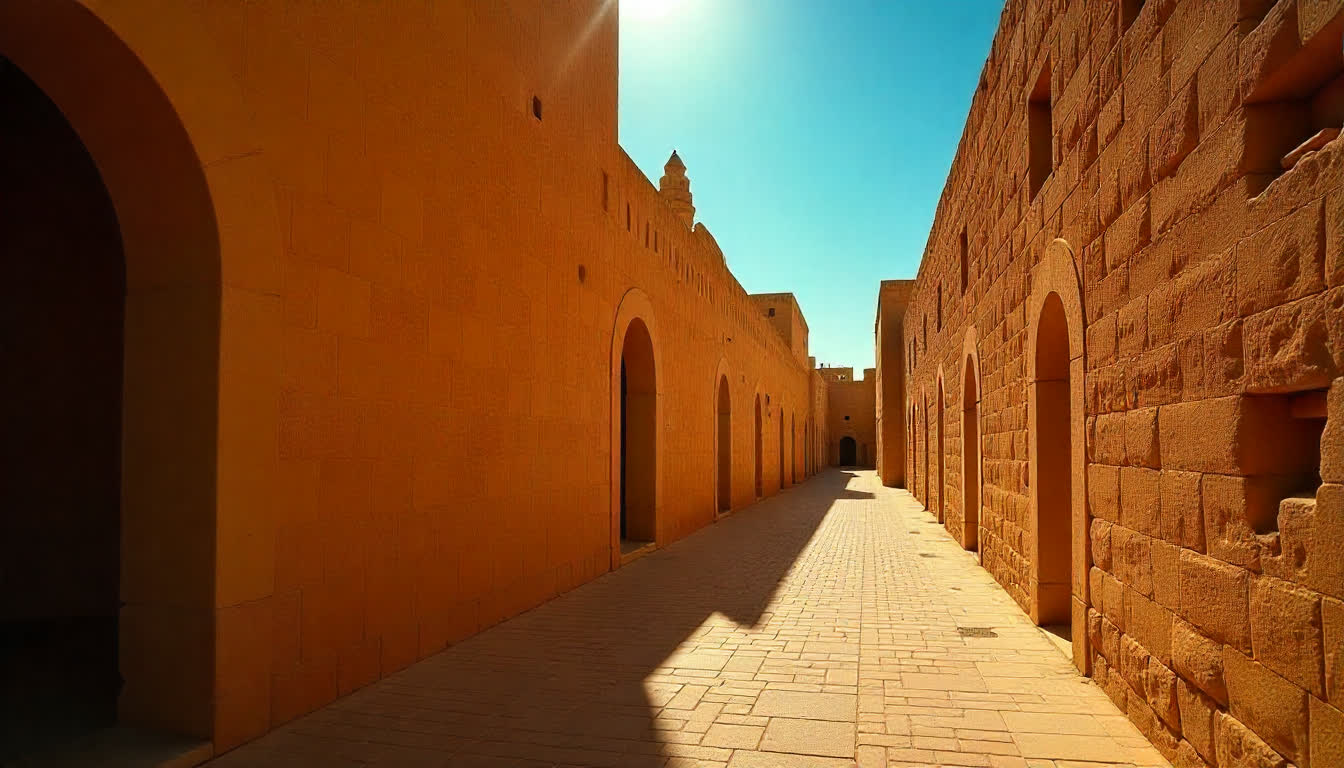 Khor Fakkan fort, old city streets, arabic architecture, day light