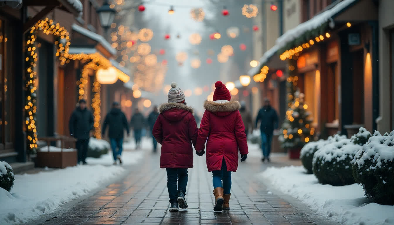 Modern neighborhood in Gayat with families walking, green park areas, and shopping centers