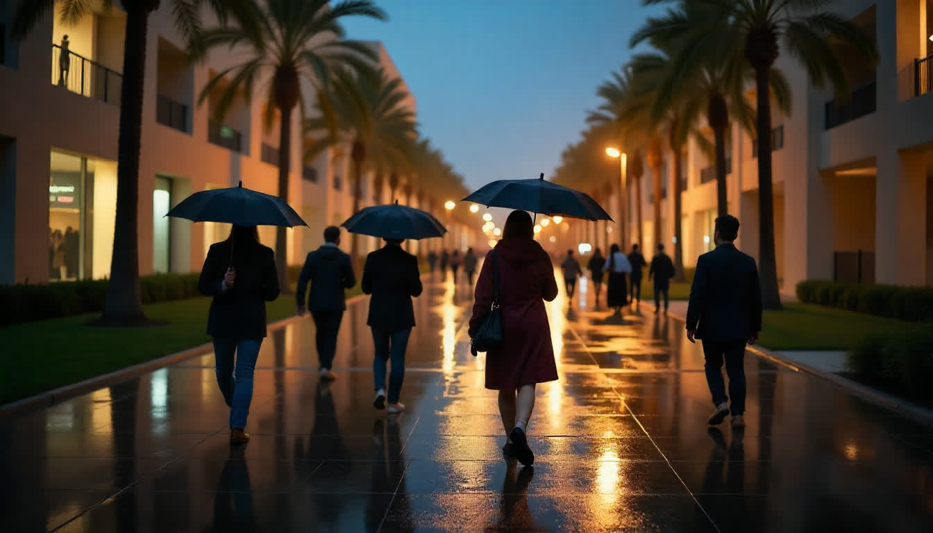 Modern UAE university campus with international students
