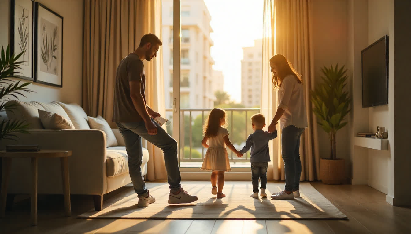 Residential buildings in Zaid, real estate agents showing apartments to young families