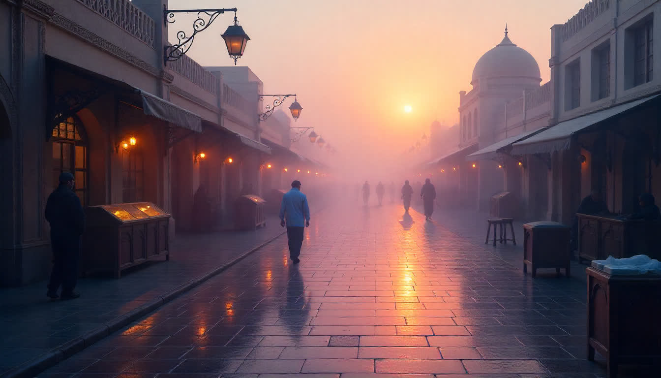 Sharjah heritage district with traditional souk and Islamic architecture, 16:9