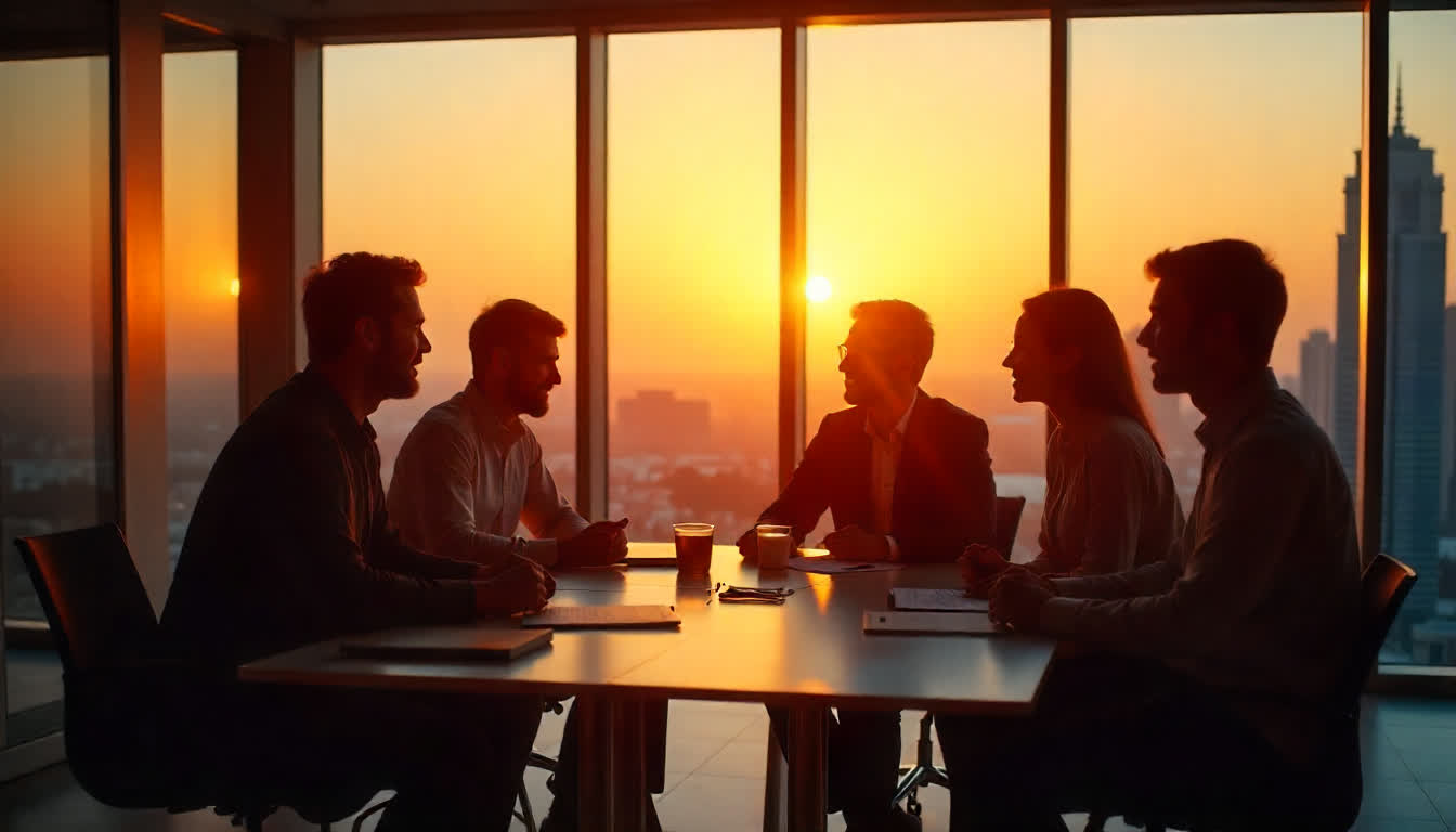 UAE business startup concept with documents, office view, and city backdrop, 16:9