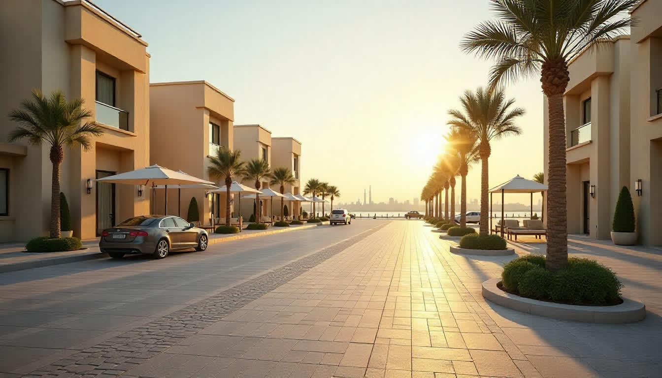 Umm Al Quwain investment area with buildings and marina view, 16:9